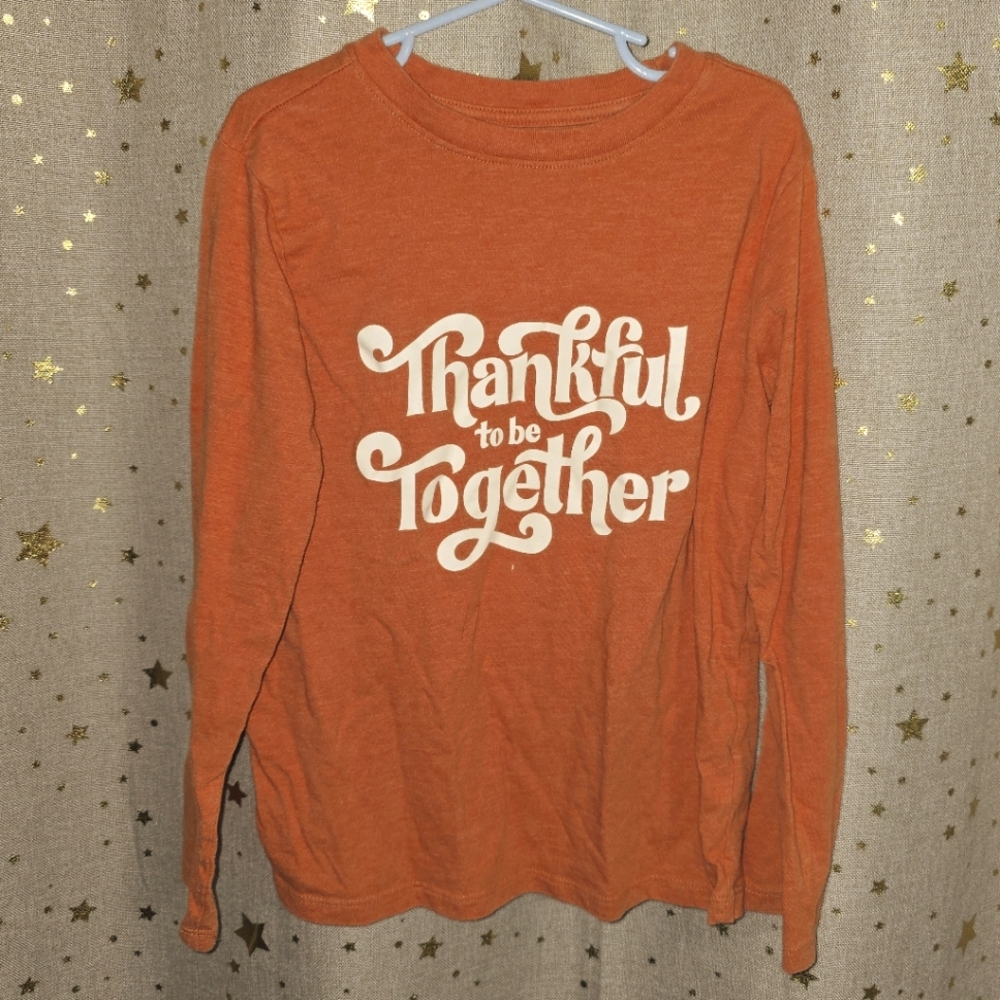 Cat & Jack Orange Long Sleeve Tee - Thankful to be Together